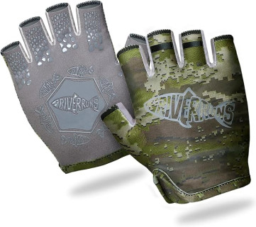 Riverruns SwiftShield Fishing Gloves Shortened Wrist UPF50+ Sun Gloves Fingerless Lightweight Breathable Hiking Driving Kayaking Paddling