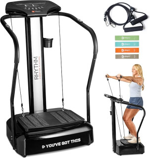 LifePro Rhythm Vibration Plate Exercise Machine with Handles for Balance Support – Vibrating Plate for Muscle Tone, Circulation & Recovery, Heart Rate Sensor, Phone Holder, 99 Speed Levels