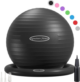 Anti-Burst and Slip Resistant Exercise Ball - Yoga, Fitness, Birthing Ball With Quick Pump, 2,000-Pound Capacity, Multiple Colors and Sizes