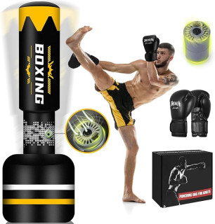 Upgrated Standing Punching Bag for Adults with Automatic Built in Air Pump, 71'' Heavy Bag Boxing Equipment with 12OZ Gloves Kicking Bag for Training MMA Muay Thai Fitness Kickboxing Home Gym