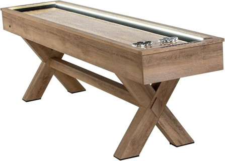 American Legend LED Shuffleboard with Buffet Top - Modern Style - Light Up LED Rails - Buffet Top with 2-Piece Leaf Design