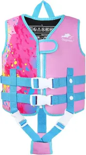 Gogokids Toddler Swim Vest, Kids Float Jacket with Dual Adjustable Strap, Child Swimming Pool Vest for 2-8 Years Swimming Learning
