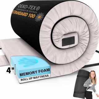 Matrix Comfort-Cell Memory Foam Camping Mattress Pad, Portable Foam Sleeping Pad for Camping, Roll up Sleeping Mat for Adults Floor Mattress Guest Floor Bed for Sleepover, Car, Tent SUV Cot Mattress