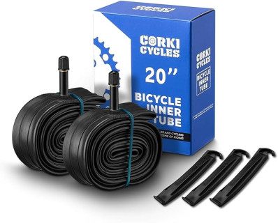 Corki Cycles 20” Bike Tubes Butyl Rubber 2 Pack Fit 1.35 1.5 1.75 1.95 2.0 2.1 2.125 2.2 2.25 2.3 2.35 2.4 3.5 4.0, Bicycle Inner Tube Replacement (Schrader Valve 32mm)
