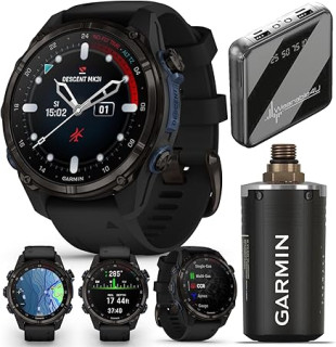 Wearable4U Garmin Descent Mk3i 43 mm w/T2 Transceiver: Titanium Dive Computer +Extra-Long Strap | Up to 25 Days Battery Life, AMOLED Display, GPS Smartwatch Gift Bundle (010-02753-10)