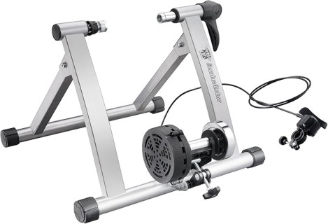 Indoor Bike Trainer – Convert Mountain, Road, or Beach Bicycle into a Stationary Exercise Bicycle for Indoor Riding All Year Round by Bike Lane (Silver)