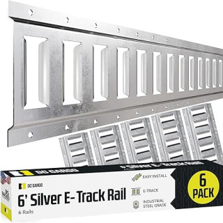 DC Cargo Mall Outdoor E Track Tie Down Rail Kit 6' (6 Pack) for Garages, Vans, Trailers, Motorcycle Tie Downs, ATV Mountings - Galvanized Steel - Secure Cargo & Heavy Loads Up to 2,000 lbs