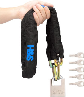 H&S Bike Chain Lock - Electric Scooter Lock - Cycle Locks for Bicycle - Bike Lock with Key - Motorbike, Motorcycle, or Bike Locks High Security - 0.4