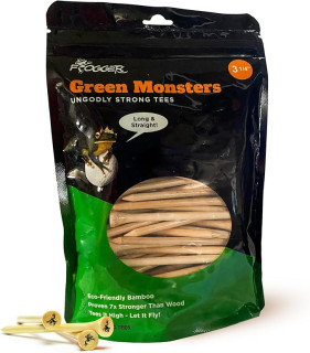 Frogger Green Monsters Premium Golf Tees, Made from Ultra-Strong and Sustainable Bamboo, Stronger Than Traditional Hard Wood Tees, 1-1/8