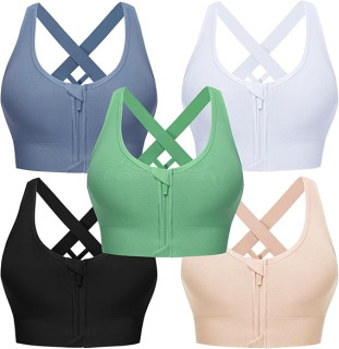 Sykooria Women Sports Bras High Impact Strappy Cross Back Padded Workout Bras for Running Yoga Gym