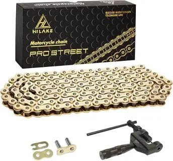 420H Motorcycle Chain 132 Links Non O-Ring with Connecting Master Link and Chain Breaker Heavy Duty Drive Chain for Motorcycle Bicycle Go Kart Mini Trail Bike