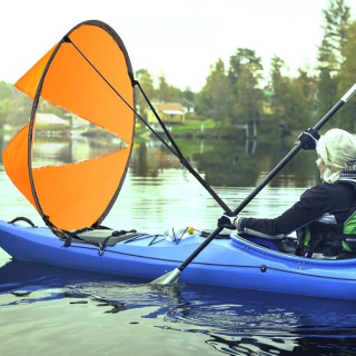 POCREATION 42 inches Downwind Wind Sail Kit Kayak Wind Sail Kayak Paddle Board Accessories,Easy Setup and Deploys Quickly,Compact and Portable[Orange]