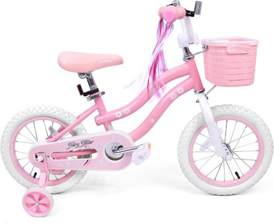 Girls Bike for Kids 3-5, Kids Bike with Training Wheels, Basket, Coaster Brake, Streamers, 16 inch Pink Pedal Bike for Kids, Birthday Gift
