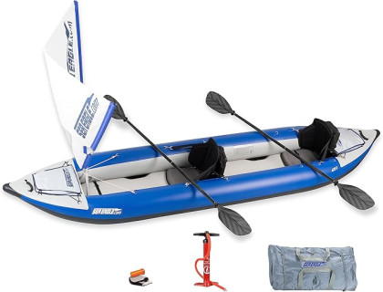 Sea Eagle 420X Explorer Inflatable Kayak- Fishing, Touring, Camping, Exploring &White Watering-Self Bailing, Removable Skeg, Drop Stitch Floor