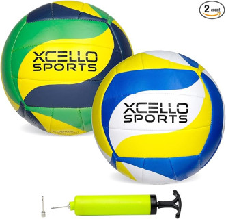 Volleyball with Pump Green/Navy/Yellow, Blue/Yellow/White (Pack of 12)
