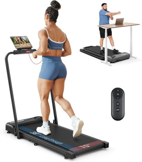 THERUN Walking Pad Treadmill, 2.5 HP Under Desk Treadmills, 2 in 1 Foldable for Home, Walking Pad with Handle Bar, 16