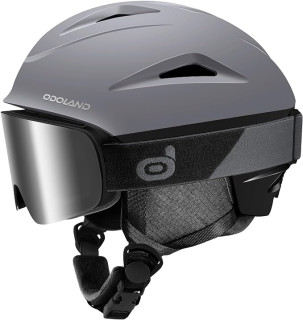 Odoland Ski Helmet, Snowboard Helmet with Ski Goggles, Audio Compatible, Shockproof, Windproof, Snow Sports Helmet and Protective Glasses for Men Women Youth