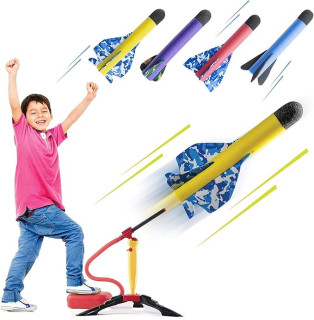 PREXTEX Toy Rocket Launcher for Kids – Shoots Up to 120 Feet – Colorful Foam Rockets and Sturdy Launch Pad - Fun Christmas/Birthday Gifts, Outdoor Kids Toys for Boys and Girls Age 3-5 Years Old