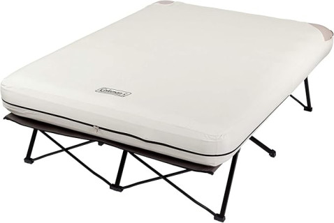 Coleman Camping Cot Air Mattress & Pump Combo Folding Camp Cot & Air Bed with Side Table & Battery-Operated Pump Great for Comfortable Outdoor Sleeping & Camping