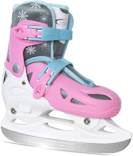 Nattork Ice Skates for Girls Kids Boys with Sturdy Plastic Shell, 4 Sizes Adjustable Skates, Outdoor Skating Essentials Perfect Choice Pink Blue Green