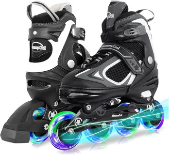 MammyGol Adjustable Inline Skates for Kids Boys Girls Youth with Light up Wheels