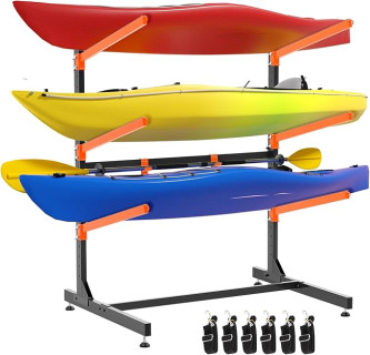 Kayak Storage Rack, Freestanding Kayak Racks for Garage, Heavy Duty Adjustable Kayak Stand Indoor Outdoor Storage Rack for Kayaks, Canoes, Surfboard & Paddleboard