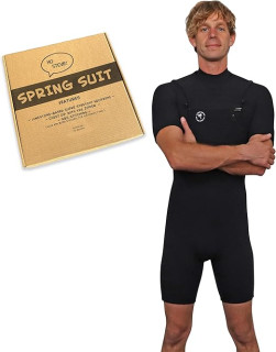 Ho Stevie! Men’s Short Sleeve Short Leg Surfing Springsuit - Chest Zip Spring Suit - Warm Superstretch 2mm Neoprene w/GBS Seams