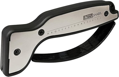 AccuSharp Knife Sharpener, Ergonomic Comfortable Handle, Compact & Easy to Use, Restore and Hone Straight & Serrated Knives, White & Black