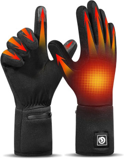 SAVIOR HEAT Heated Gloves, Battery Electric Heated Glove Liners for Men Women Ultra-Thin Hand Warmers Rechargeable Touchscreen Winter Gloves for Outdoor Sports, Black