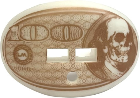 Loudmouth Money Football Mouth Guard with Detachable Helment Strap (White/Gold)