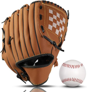 Baseball Glove + Ball Sets, Softball Glove, Baseball Mitt, 10.5''-12.5'' for Youth/Adult Training and Beginner Play, Synthetic Leather Softball Mitt