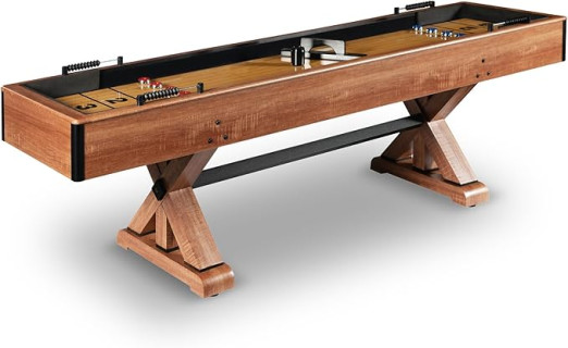 Hathaway Daulton 9-ft Shuffleboard Table for Family Game Rooms with Padded Sidewalls, Legs Levelers, 8 Pucks, Table Brush and Wax, White Oak Finish