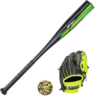 Youth T-Ball Set, 25” Signature Aluminum T-Ball Bat with -11 Drop, Foam Core T-Ball, 9” Lightweight Youth Glove, Vibrant Graffiti Print