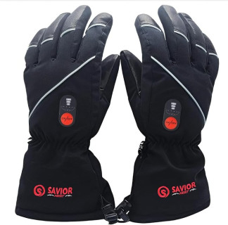 SAVIOR HEAT Heated Gloves for Men Women, Rechargeable Electric Heated Leather Skiing and Snowboarding Gloves