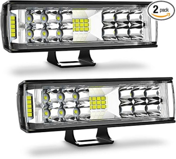 AUTOFEEL Led Light Bar, 7 inch Led Pods Light with 5500LM 6500K White Lighting, 2Pcs 60W Flood Spotlight Fog Beam Combo for Off Road Driving/Night Driving, Compatible with Truck ATV Boat SUV Motorbike