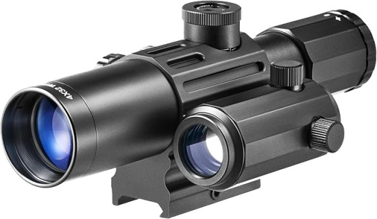 PINTY Rifle Scope & Red Dot Combo, 4x32 Rifle Scope with Reflex Sight, Red & Green Reflex Sight with 7 Brightness Levels for 20mm Picatinny Rail, Tactical Gun Scope & Sight Combo for Hunting Shooting