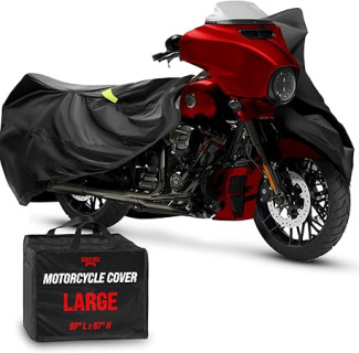 Badass Moto - Motorcycle Cover Waterproof Outdoor, Heavy Duty Motorcycle Cover, Motorcycle Sun Cover, Fits Motorcycle Cover Harley Davidson, Cruiser Motorcycle Cover - Large 97”L x 57”H