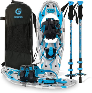 G2 21/25/30/36 Inches Light Weight Snowshoes with Toe Box, EVA Padded Ratchet Binding, Heel Lift, Flexible Pivot Bar, Durable Back Strap, Trekking Poles, Carrying Bag, Snow Baskets(6 colors available)