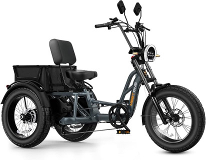 Tour 2400W Dual Motor Electric Tricycle for Adults, 48V 30AH Dual Battery Fat Tire Electric Trike, 25MPH 130Miles Full Suspension AWD Etrike, Torque Sensor, Reverse Gear, Speed Differential, UL