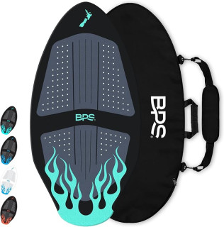 BPS New Zealand ‘Flame’ - High Performance Wooden Skimboard with Custom Traction Pads – with Optional Padded Carry Bag Made from Recycled Plastics – for Kids or Adults, Choose from 4 Colors