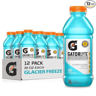 Gatorade Electrolyte Beverage, Glacier Freeze, 20 Fl Oz (Pack of 12)