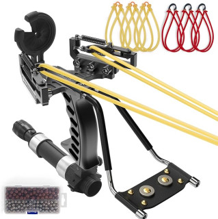 Goldboy Hunting Laser Slingshot with Arrow Biscuit, Fishing Slingshot Professional for Adults, Wrist Rocket Slingshot with 6 Rubber Bands Replacement and 220 Ammo