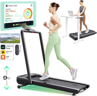 UREVO Smart Treadmill with 9% Incline, 3-in-1 Walking Pad Treadmill for Home & Office, Runner-Focused Design, Auto Incline, Dual Display, Plug & Play
