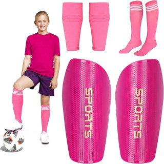 Soccer Shin Guards Toddler and Kids, Shin Pads Set with Shin Sleeves and Long Soccer Socks for Age 2-4, 3-5, 4-6, 6-8, 8-10, 10-12, 12-16 Boys and Girls, Lightweight Soccer Equipment