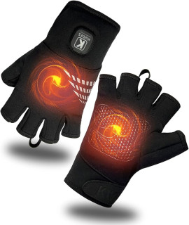 Heated Gloves Fingerless for Women Man Rechargeable Electric Touchscreen Wearable Cold Winter Work Arthritis Pain Relief Hand Warmers Hot Compress Reusable