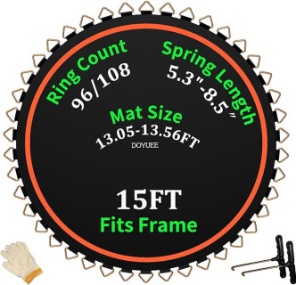 Trampoline Mat Replacement-Fits 15ft Trampline Frame with 96/108 Rings for Choose,Fits 5.3