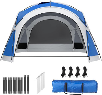 YITAHOME 10 Person Beach Tent Beach Canopy UPF50+ Dome Tent Rainproof Portable with 2-Pcs Side Walls for Camping Trips, Hiking, Picnics, Party, Backyard Sun Shelter 12 X 12ft (Blue)