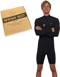 Ho Stevie! Men’s Long Sleeve Short Leg Surfing Springsuit - Chest Zip Spring Suit - Warm Superstretch 2mm Neoprene w/GBS Seams