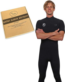Ho Stevie! Men’s Short Sleeve Long Leg Surfing Springsuit - Chest Zip Spring Suit - Warm Superstretch 2mm Neoprene w/GBS Seams