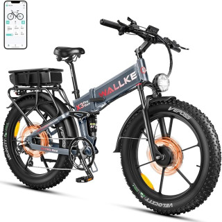 W Wallke Actual 2800W Dual Motor Folding Mountain Electric Bike, 48V 44Ah Battery 170 Mile,26